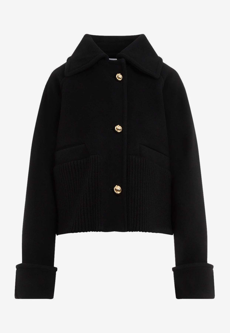 Rib Cropped Wool Coat