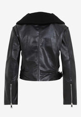 Cropped Leather Biker Jacket