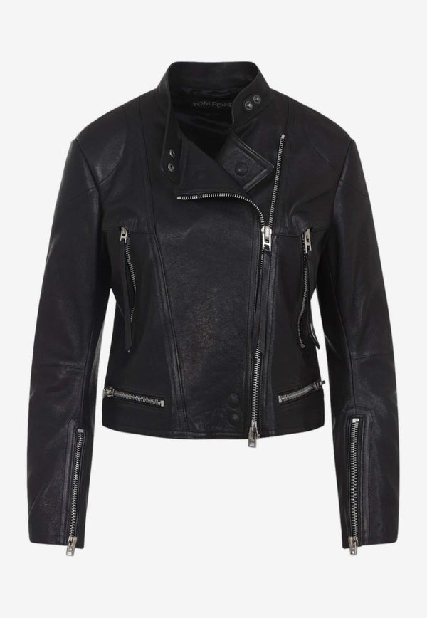 Zip-Up Leather Racer Jacket