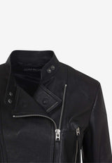 Zip-Up Leather Racer Jacket