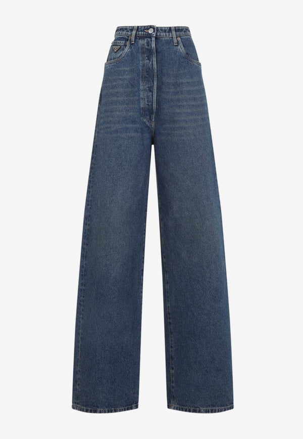 Triangle Logo Wide-Leg Jeans