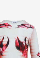 Flower Body Morphing Mariniere Print Top