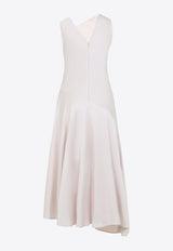 Embellished Bow Asymmetric Satin Dress