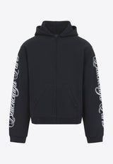 Cursive Logo Print Zip-Up Sweatshirt