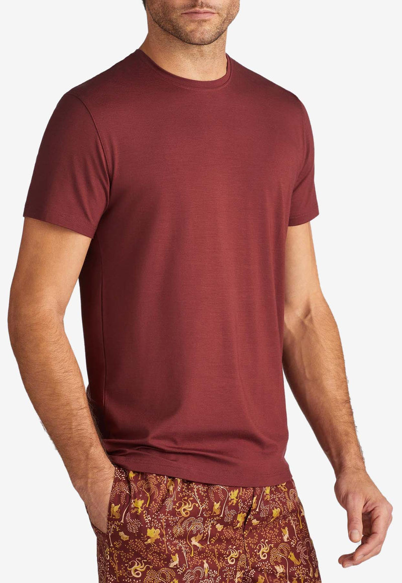 Derek Rose Basel Micro Modal T-shirt Burgundy 3048-BASE017BURBURGUNDY