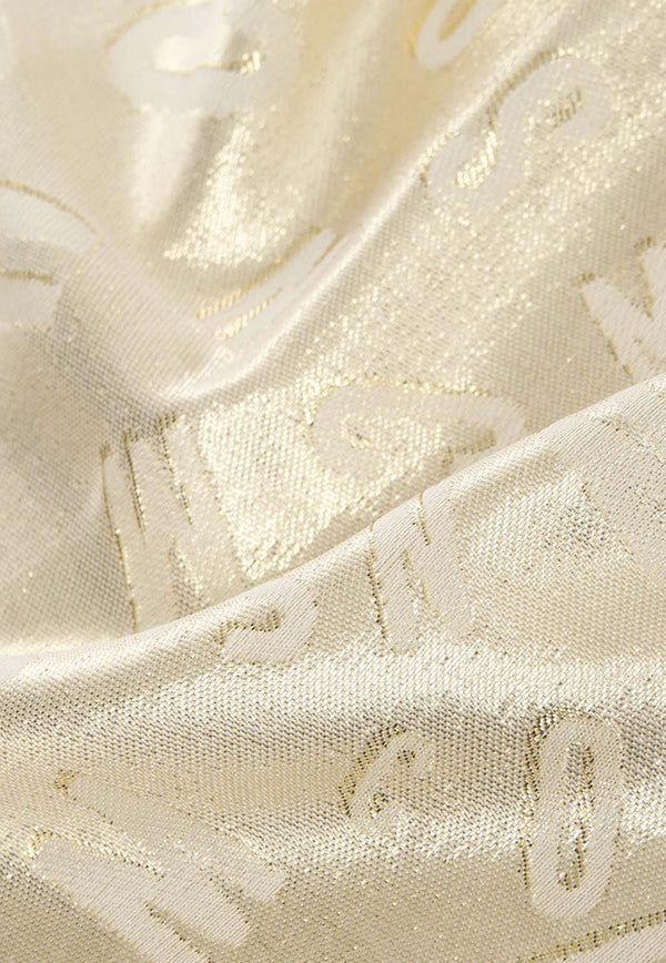Moschino Logo Detail Silk Blend Scarf Gold 30789-M3061GOLD