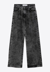 Federica Tosi Washed Denim Studded Jeans Gray 30820305B/P_FTOSI-28