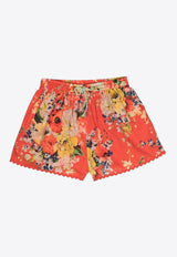 Zimmermann Kids Girls Alight Floral Shorts 3087ARS241RED MULTI