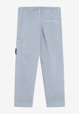 Stone Island Junior Boys Logo Patch Cargo Pants Gray 3100004-BS0198/R_STONE-V0164