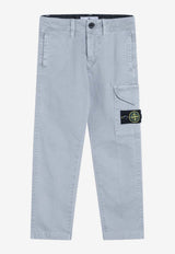 Stone Island Junior Boys Logo Patch Cargo Pants Gray 3100004-DS0198_STONE-V0164