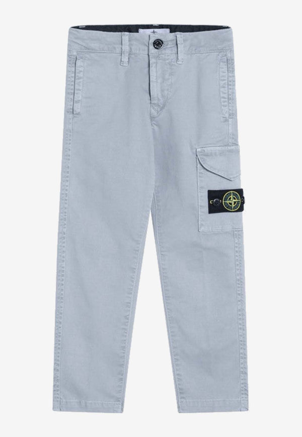 Stone Island Junior Boys Logo Patch Cargo Pants Gray 3100004-DS0198_STONE-V0164