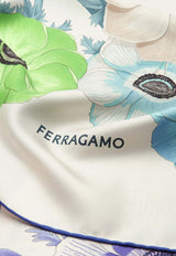 Salvatore Ferragamo Anemone Print Silk Scarf Multicolor 310175 FO ANEMONI 775434 LAVANDA/IVORY