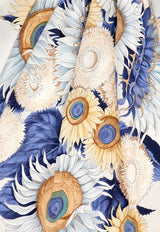 Ferragamo Sunflower Print Silk Scarf Multicolor 310196 FO GIRASOLI 789945 LILAC HINT