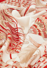 Ferragamo Animal Print Silk Scarf Red 310199 FO SHOW 90 793538 WHITE PATTERNED NATURAL