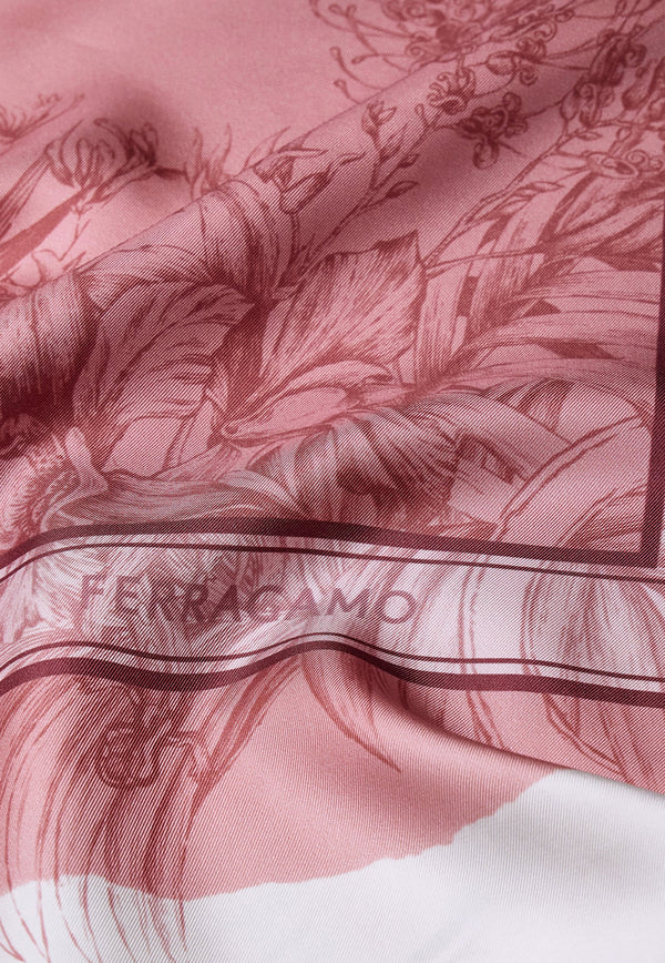 Ferragamo Gravure Print Silk Scarf Pink 310213 FO GRAVURE 785731 NA