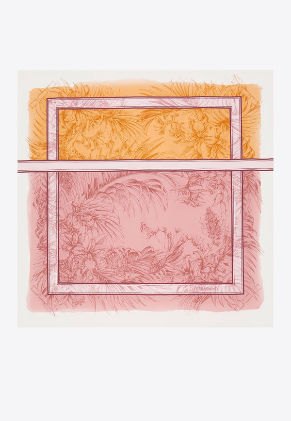 Ferragamo Gravure Print Silk Scarf Pink 310213 FO GRAVURE 785731 NA