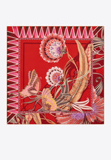 Ferragamo Giada Print Silk Scarf Red 310216 FO GIADAFLY 785342 AVORIO/VIOLA