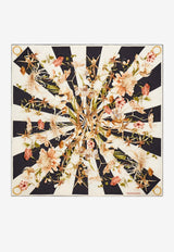 Ferragamo Floral Bloom Print Silk Scarf Multicolor 310225 FO GAIA 789915 PATTERNED BLACK