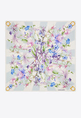 Ferragamo Gaia Print Silk Scarf Multicolor 310225 FO GAIA 789917 LIGHT BLUE