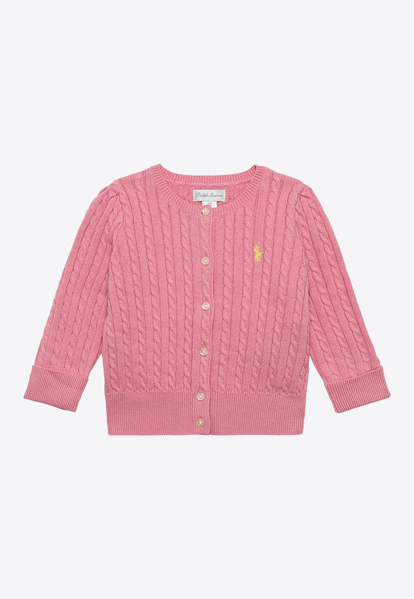 Polo Ralph Lauren Kids Baby Girls Cable Knit Logo Cardigan Pink 310543047059CO/O_POLOR-PY