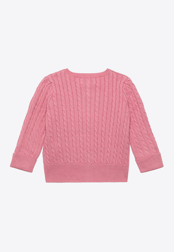 Polo Ralph Lauren Kids Baby Girls Cable Knit Logo Cardigan Pink 310543047059CO/O_POLOR-PY