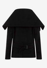 Draped-Collar Wool Coat