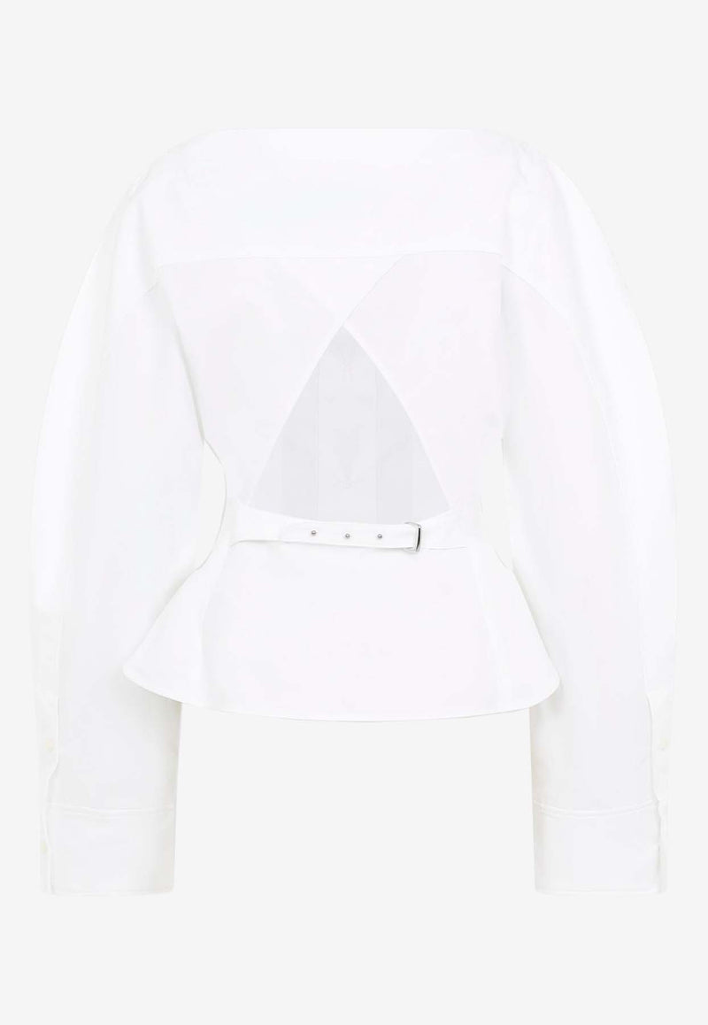 Boat-Neck Cut-Out Shirt