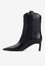 60 Pointed Leather Ankle Boots