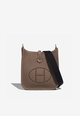 Mini Evelyne 16 in Etoupe Taurillon Clemence and Bleu Indigo Strap