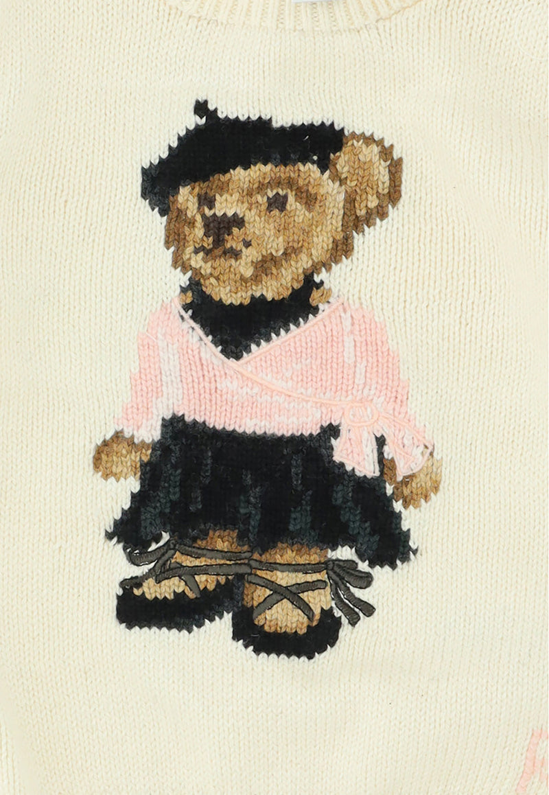 Polo Ralph Lauren Kids Baby Girls Polo Bear Knitted Sweater Cream 310890196001_000_CREAM