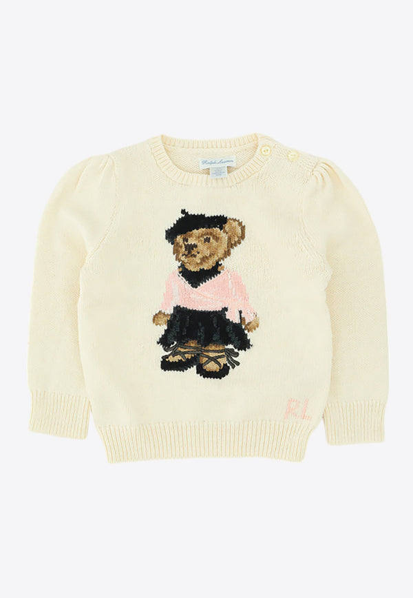 Polo Ralph Lauren Kids Baby Girls Polo Bear Knitted Sweater Cream 310890196001_000_CREAM