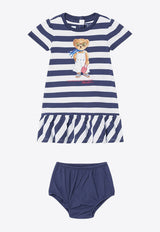 Polo Ralph Lauren Kids Baby Girls Polo Bear Striped Dress with Bloomers Navy 310966461001CO/Q_POLOR-BH
