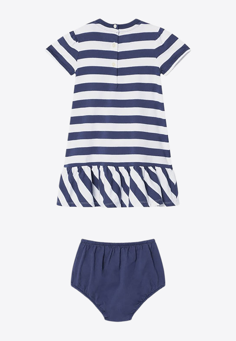 Polo Ralph Lauren Kids Baby Girls Polo Bear Striped Dress with Bloomers Navy 310966461001CO/Q_POLOR-BH