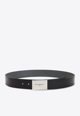 Metal Plaque Leather Belt