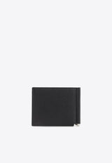 Embossed Logo Bill Clip Leather Wallet