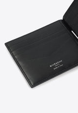 Embossed Logo Bill Clip Leather Wallet