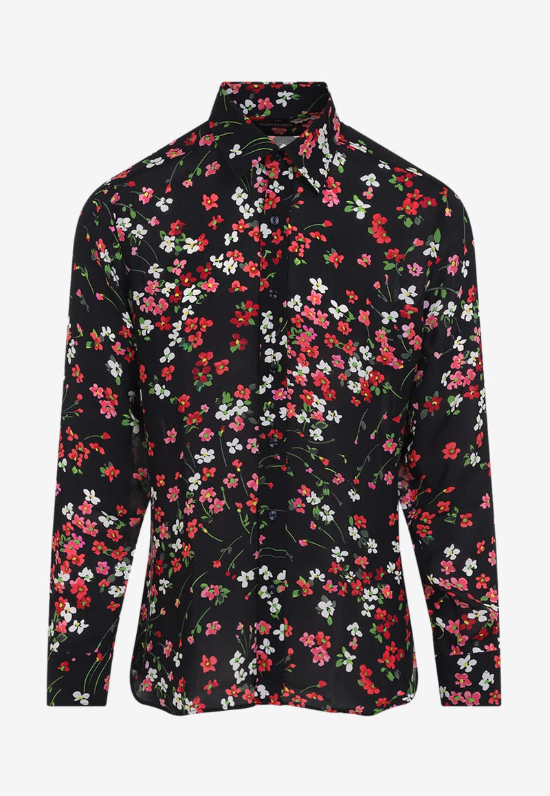 Floral Print Silk Shirt