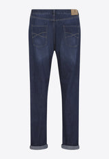 Washed Slim Turn-Up Jeans