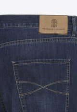 Washed Slim Turn-Up Jeans