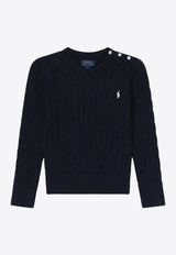 Polo Ralph Lauren Kids Girls Logo Embroidered Knitted Sweater Navy 312901316009CO/P_POLOR-NA