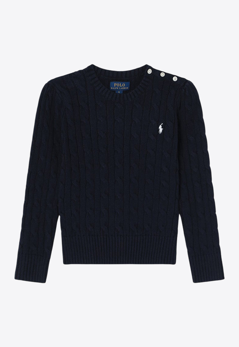 Polo Ralph Lauren Kids Girls Logo Embroidered Knitted Sweater Navy 312901316009CO/P_POLOR-NA