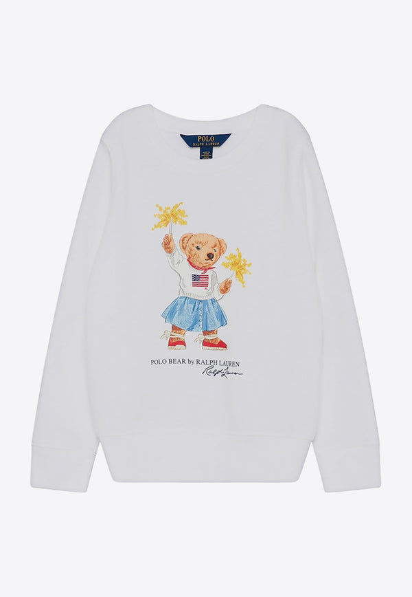 Polo Ralph Lauren Kids Girls Polo Bear Sweatshirt White 312945063001CO/P_POLOR-WHT