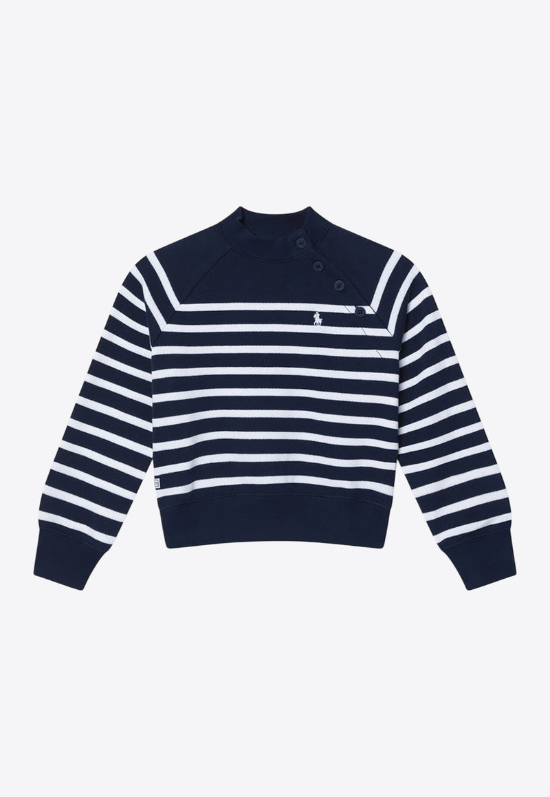 Polo Ralph Lauren Kids Girls Striped Logo Sweatshirt Blue 312957741CO/Q_POLOR-NW