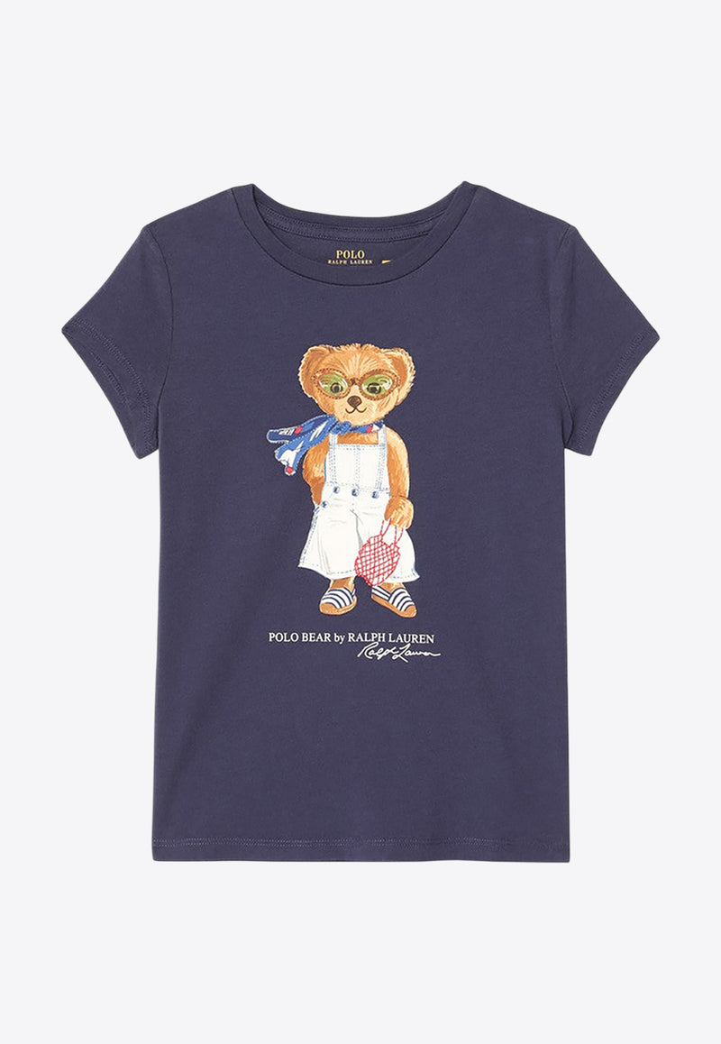 Polo Ralph Lauren Kids Girls Polo Bear Print T-shirt Blue 312965226001CO/Q_POLOR-BH