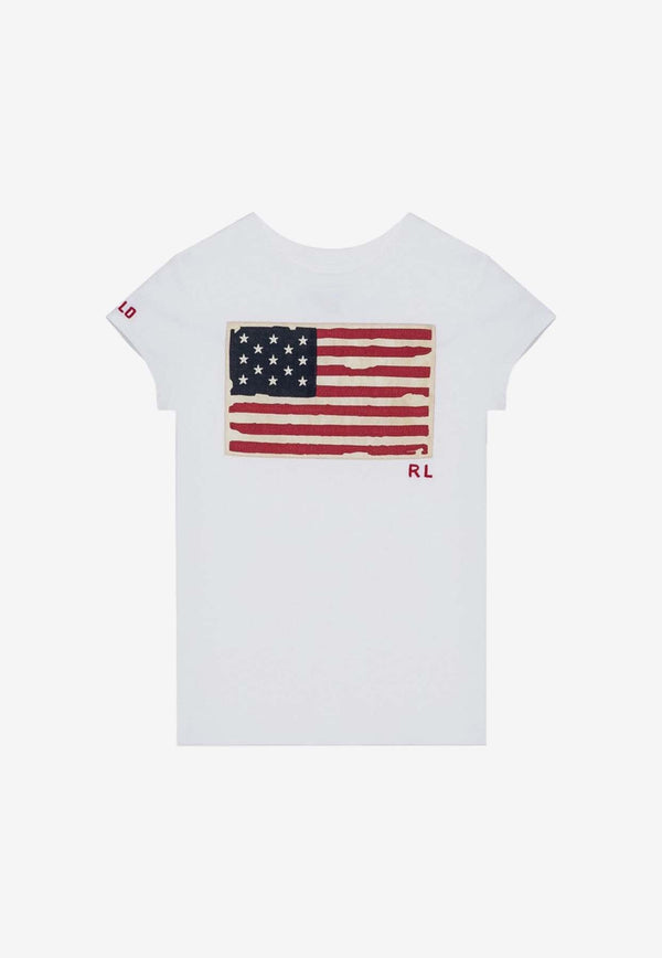 Polo Ralph Lauren Kids Boys Flag Appliqué Crewneck T-shirt White 313901144005CO/P_POLOR-WHT