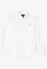 Polo Ralph Lauren Kids Girls Logo Embroidered Shirt White 313929954004CO_POLOR-BW