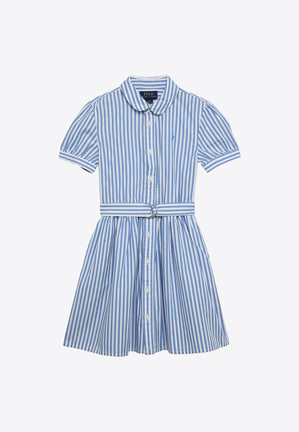 Polo Ralph Lauren Kids Girls Logo Embroidered Stripe Shirt Dress Blue 313934129002CO/O_POLOR-BW