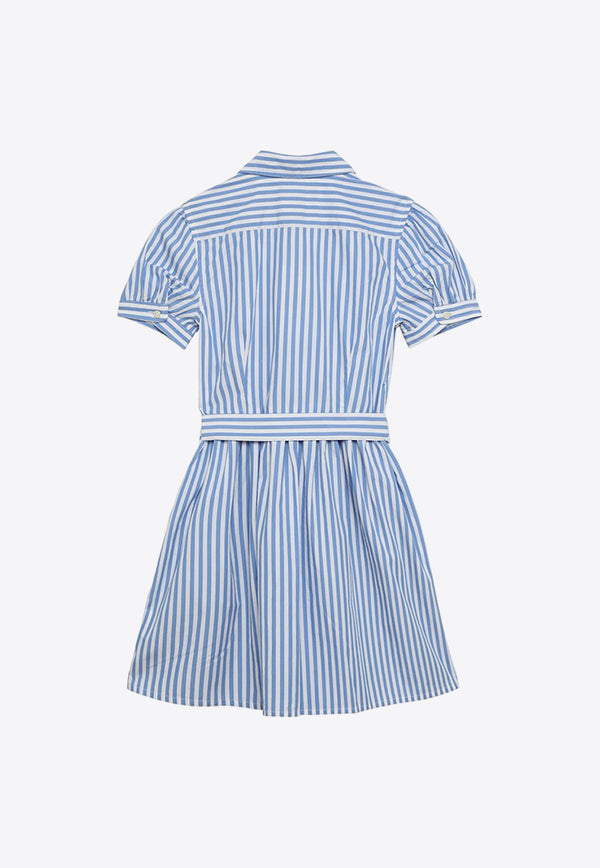 Polo Ralph Lauren Kids Girls Logo Embroidered Stripe Shirt Dress Blue 313934129002CO/O_POLOR-BW