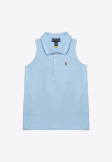 Polo Ralph Lauren Kids Girls Logo Embroidered Sleeveless Polo T-shirt Light Blue 313935086002CO/O_POLOR-BL