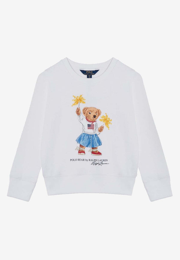 Polo Ralph Lauren Kids Girls Polo Bear Print Sweatshirt White 313945063001CO/P_POLOR-WHT